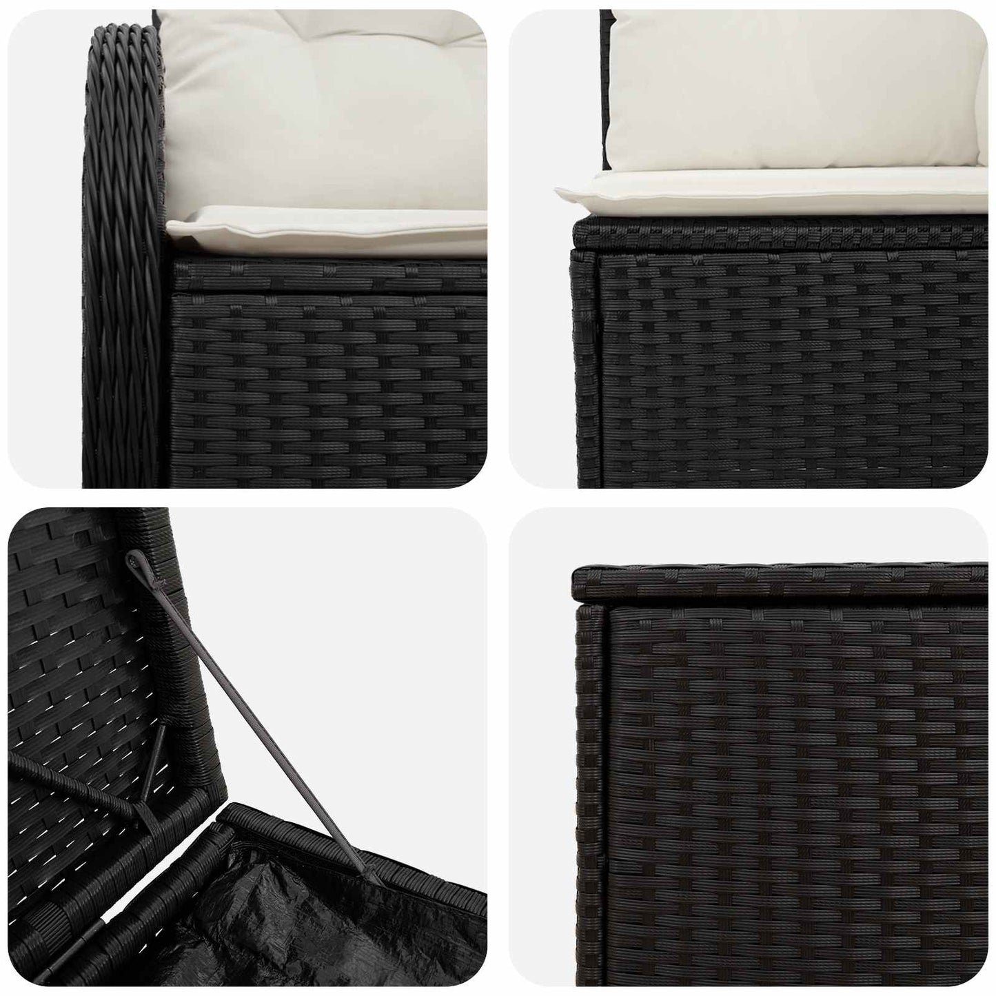 Set di divani 5 pz Nero e Bianco Crema | homemem39