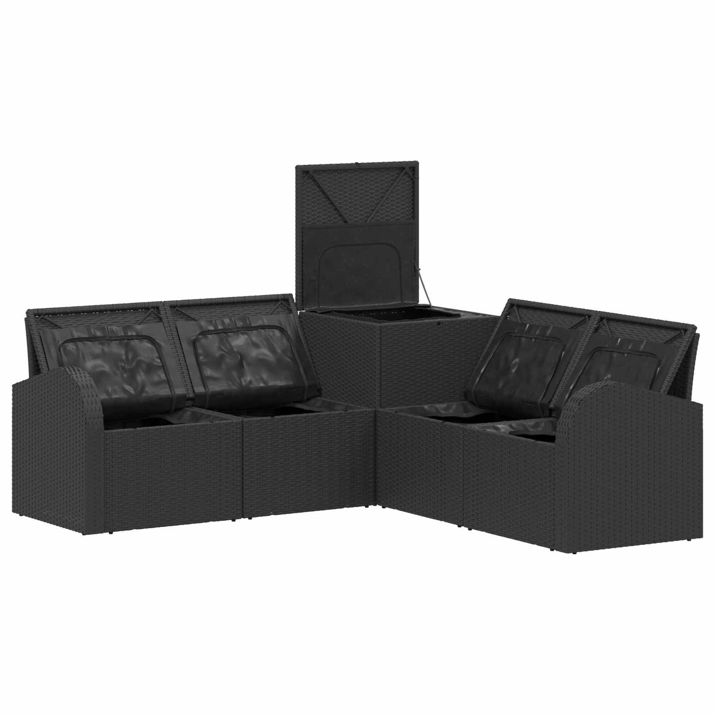 Set di divani 5 pz Nero Rattan sintetico e Acciaio | homemem39