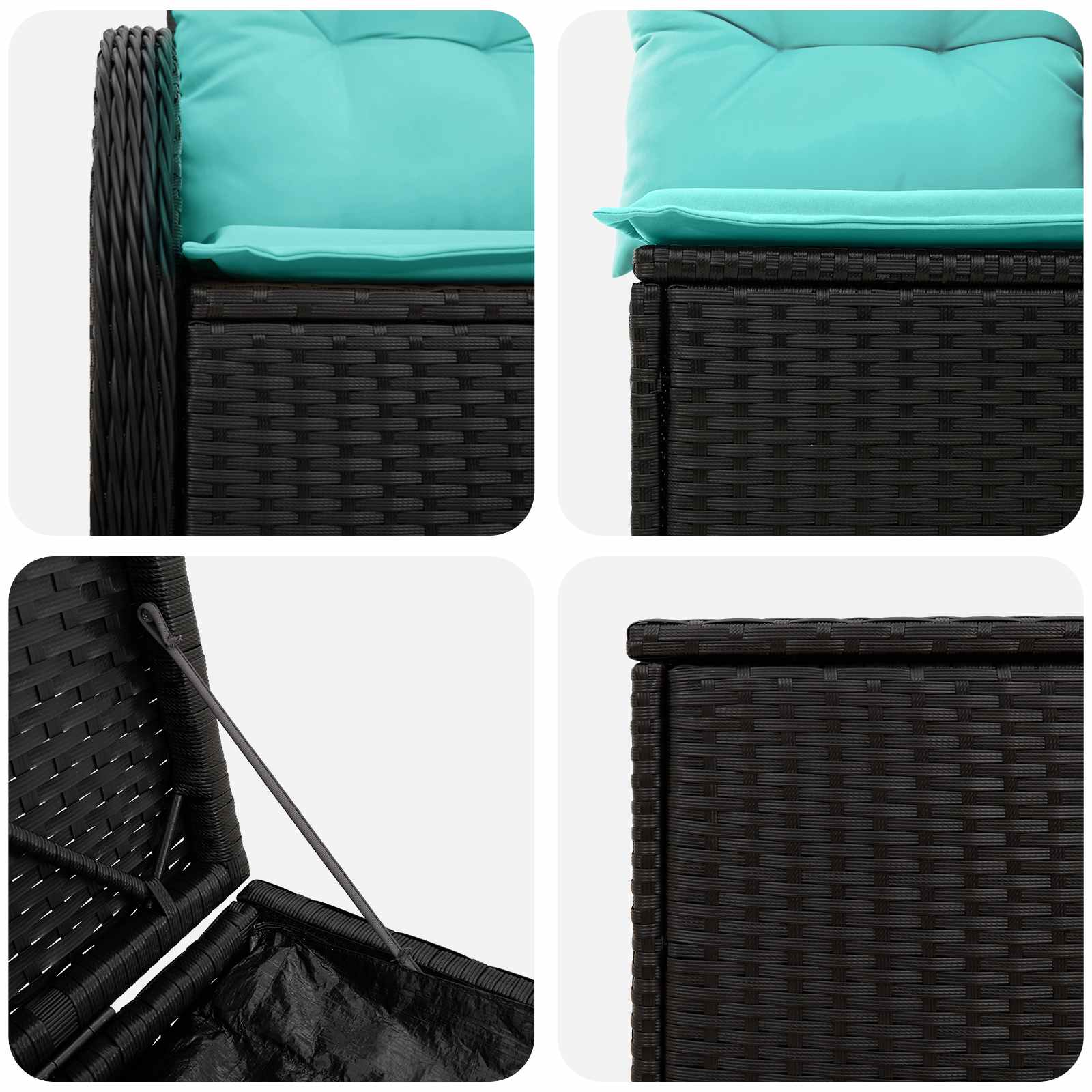 Set di divani 5 pz Nero e Blu Rattan sintetico e Acciaio | homemem39