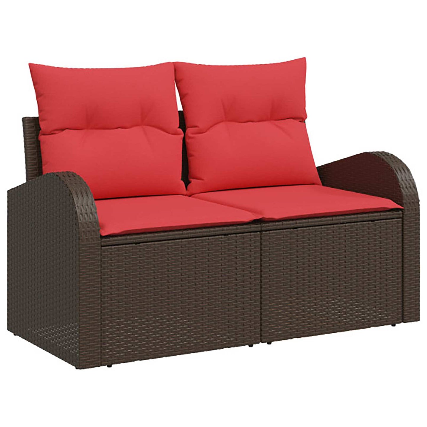 Set di divani 5 pz Marrone e Rosso Rattan sintetico e Acciaio | homemem39