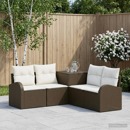 Set di divani 5 pz Marrone e Bianco Crema | homemem39