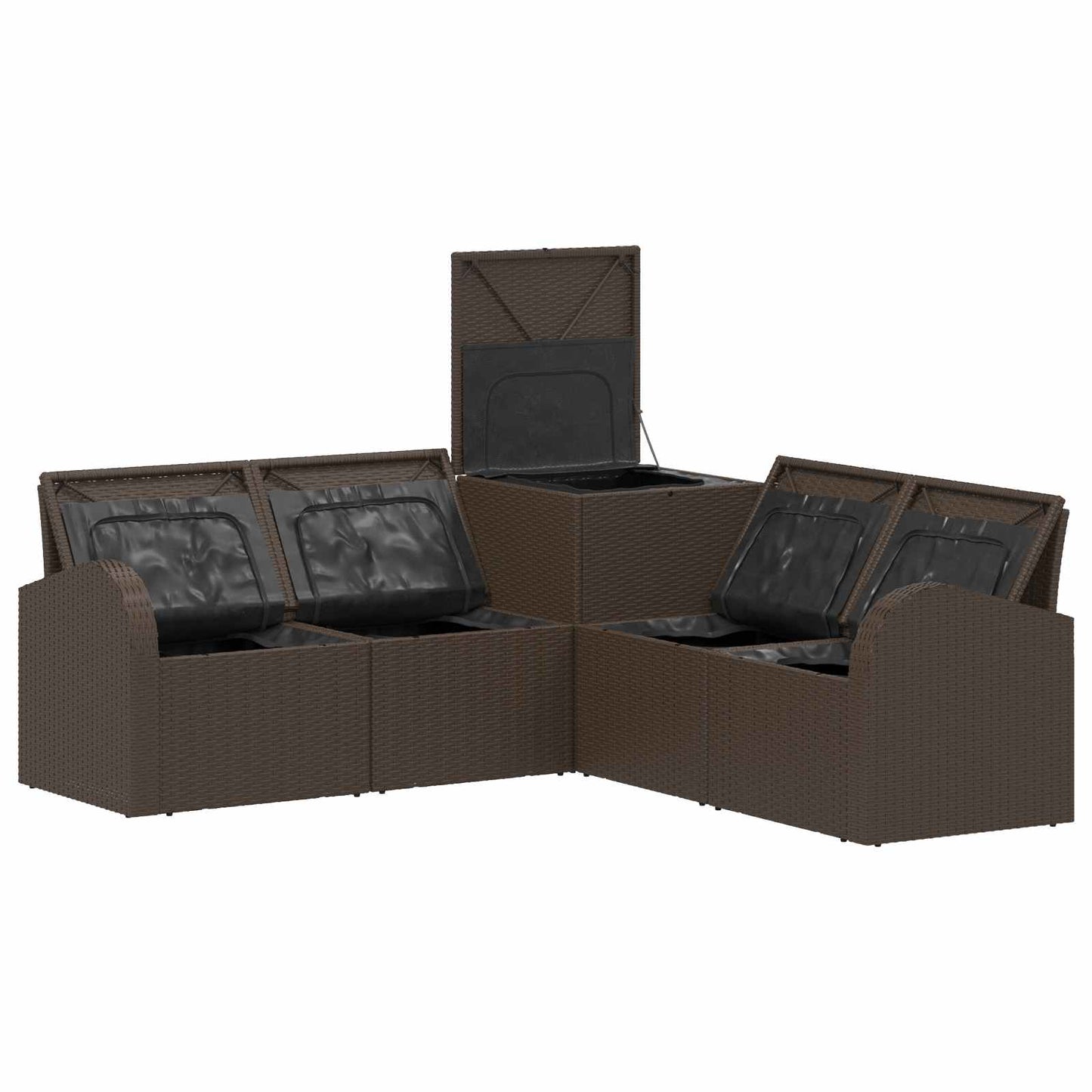 Set di divani 5 pz Marrone e Bianco Crema | homemem39