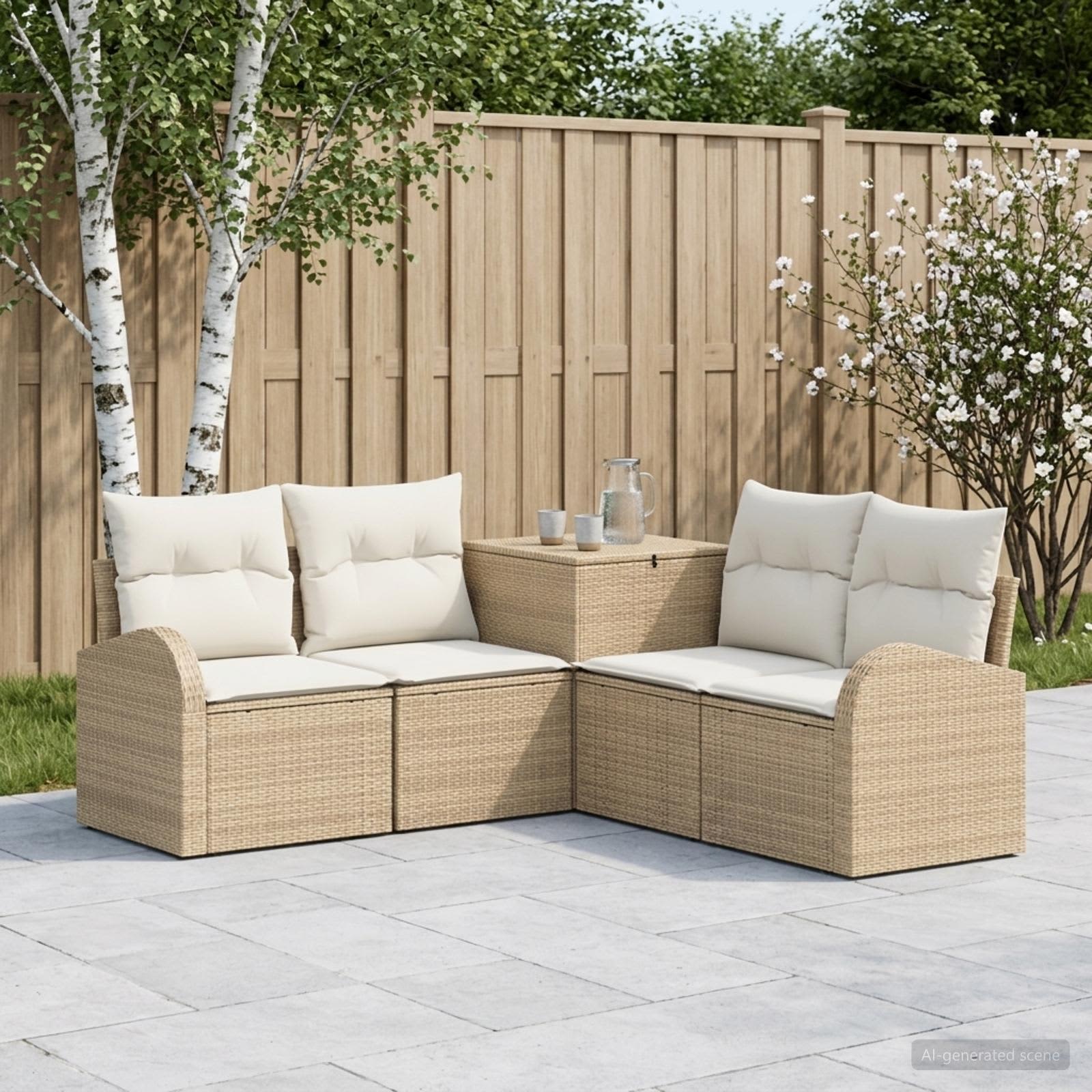 Set di divani 5 pz Beige e Bianco Crema | homemem39