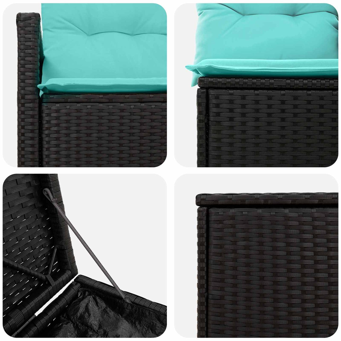 Set di divani 5 pz Nero e Blu Rattan sintetico e Acciaio | homemem39