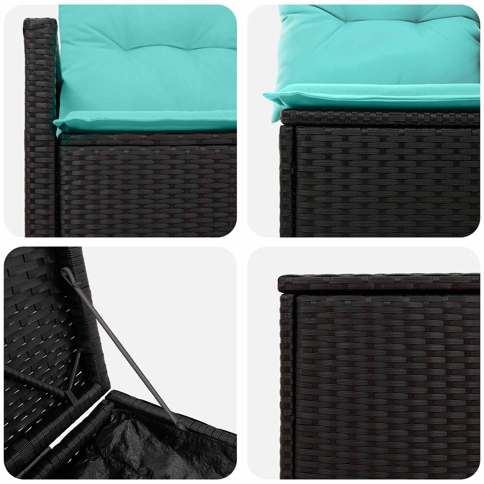 Set di divani 5 pz Nero e Blu Rattan sintetico e Acciaio | homemem39