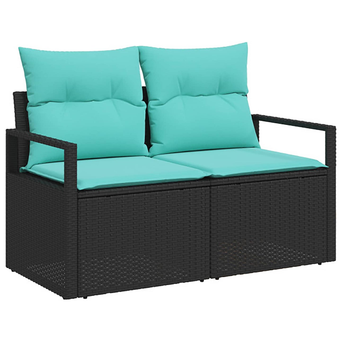 Set di divani 5 pz Nero e Blu Rattan sintetico e Acciaio | homemem39