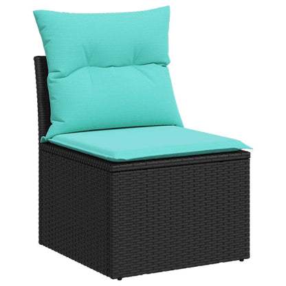 Set di divani 5 pz Nero e Blu Rattan sintetico e Acciaio | homemem39