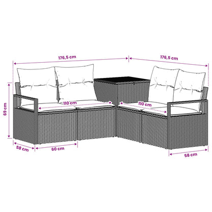 Set di divani 5 pz Nero e Blu Rattan sintetico e Acciaio | homemem39