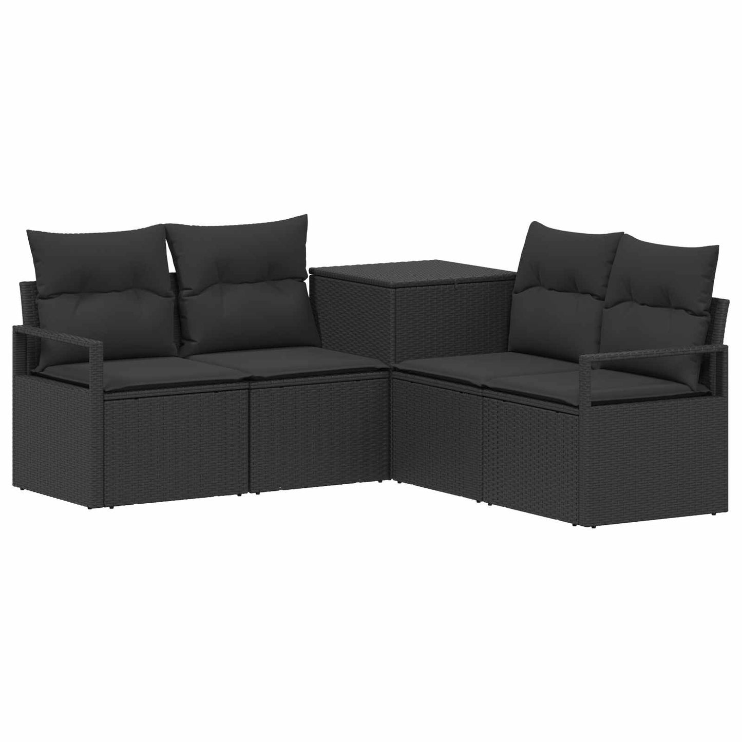 Set di divani 5 pz Nero Rattan sintetico e Acciaio | homemem39