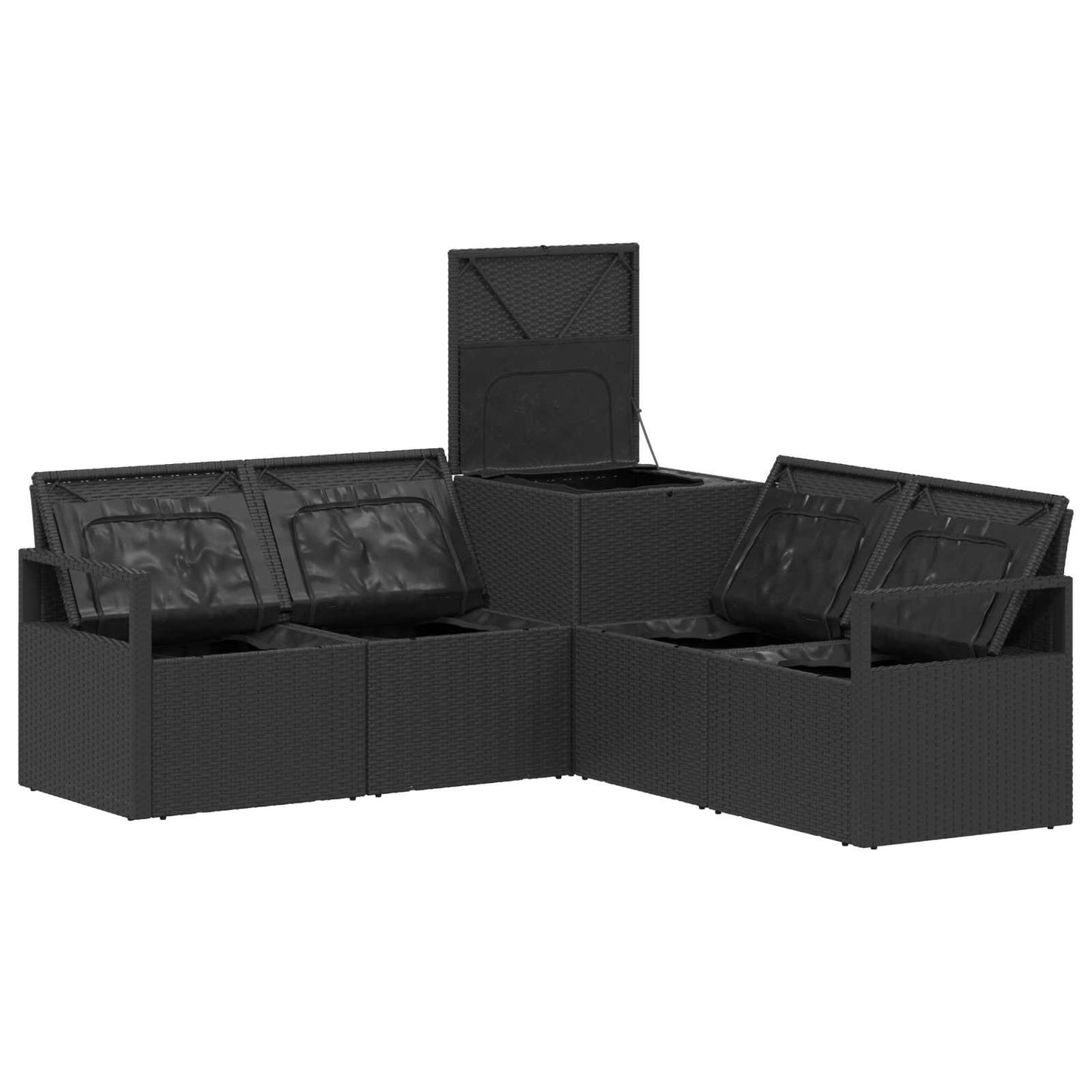 Set di divani 5 pz Nero Rattan sintetico e Acciaio | homemem39