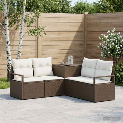 Set di divani 5 pz Marrone e Bianco Crema