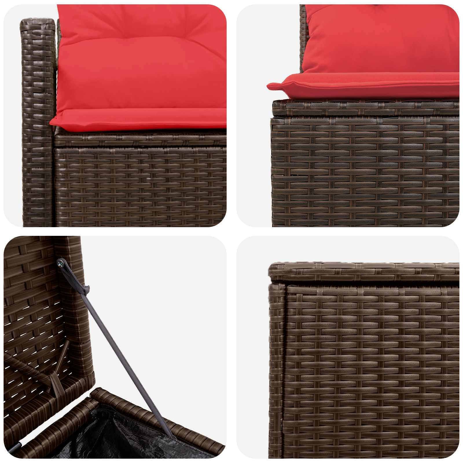 Set di divani 5 pz Marrone e Rosso Rattan sintetico e Acciaio | homemem39
