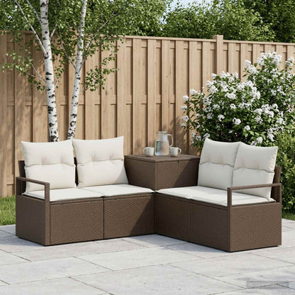 Set di divani 5 pz Marrone e Bianco Crema