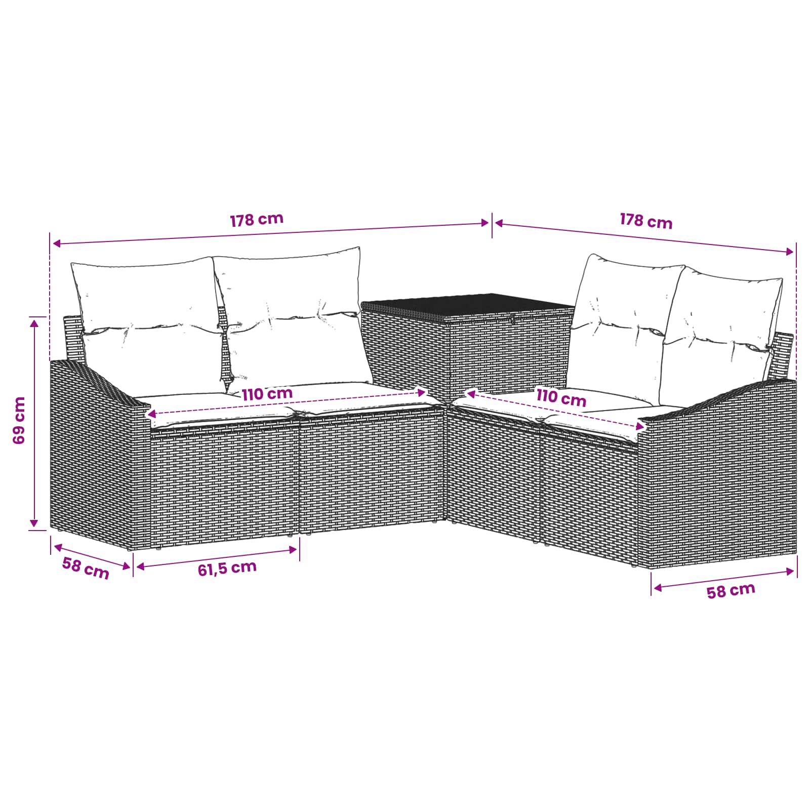Set di divani 5 pz Beige e Bianco Crema | homemem39