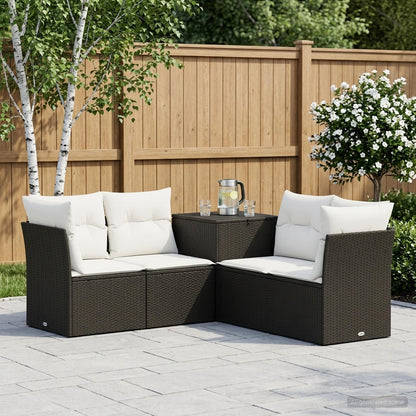 Set di divani 5 pz Nero e Bianco Crema | homemem39