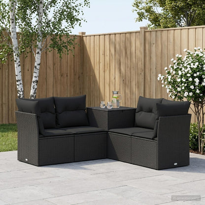 Set di divani 5 pz Nero Rattan sintetico e Acciaio | homemem39