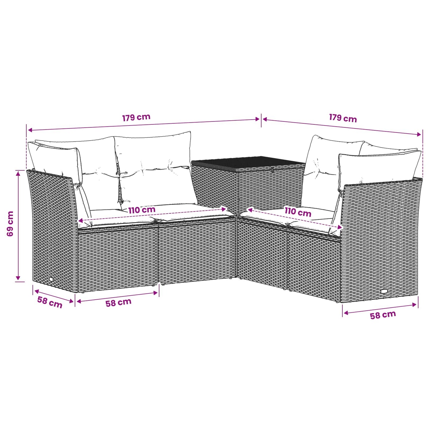 Set di divani 5 pz Nero e Bianco Crema | homemem39