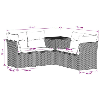 Set di divani 5 pz Nero e Bianco Crema | homemem39
