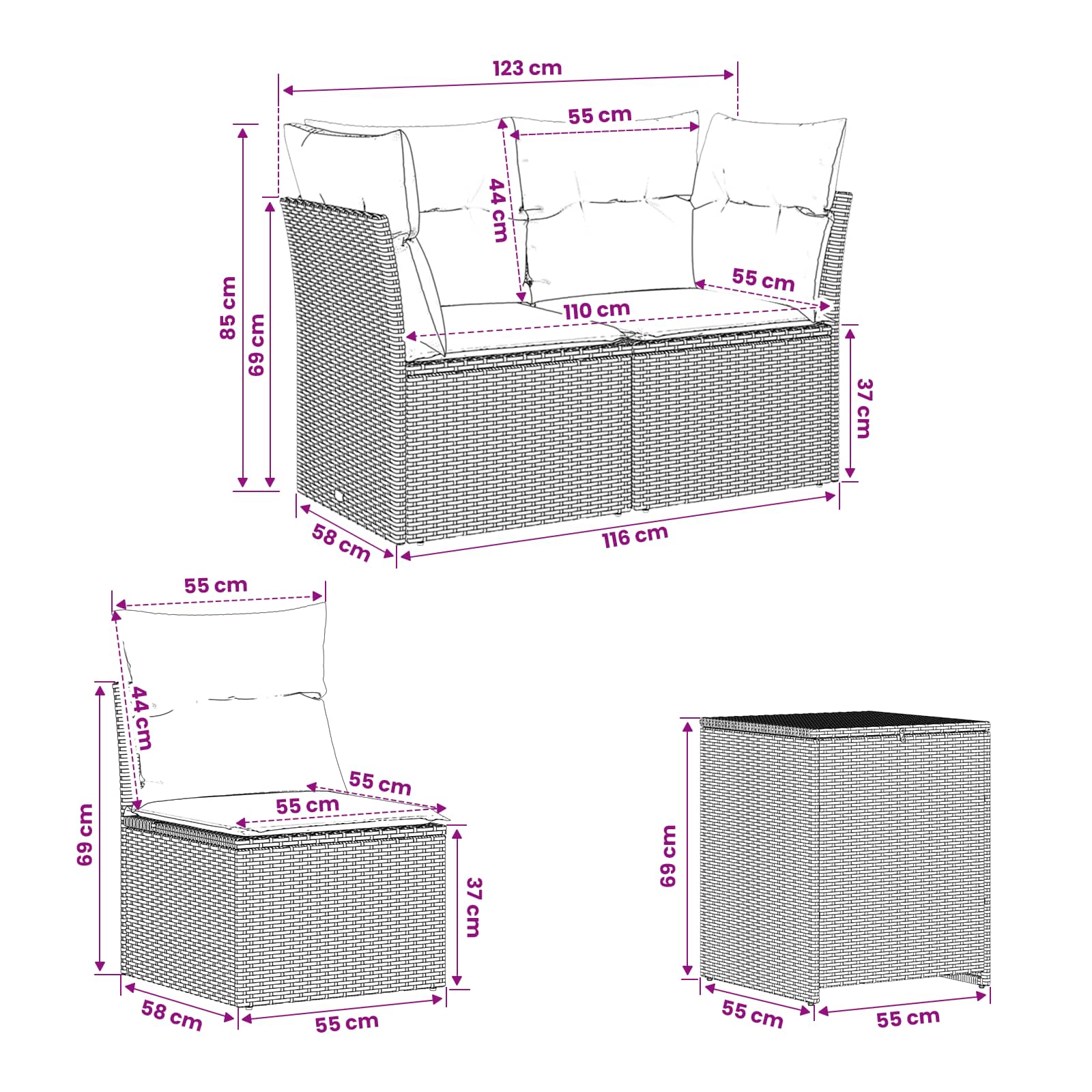 Set di divani 5 pz Beige e Bianco Crema | homemem39