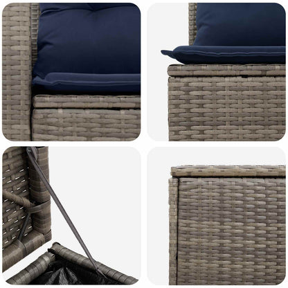 Set di divani 5 pz Grigio e Blu Navy Rattan sintetico e Acciaio | homemem39