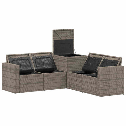 Set di divani 5 pz Grigio e Blu Navy Rattan sintetico e Acciaio | homemem39