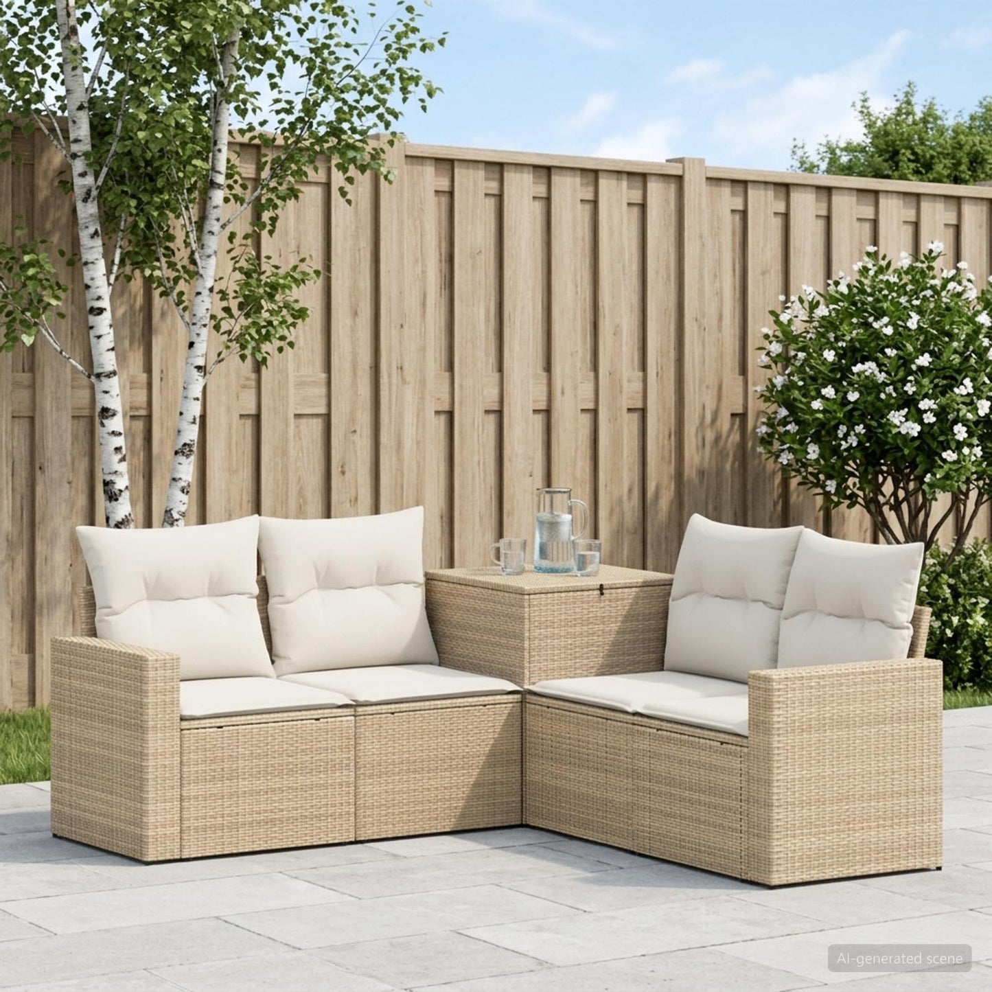 Set di divani 5 pz Beige e Bianco Crema | homemem39