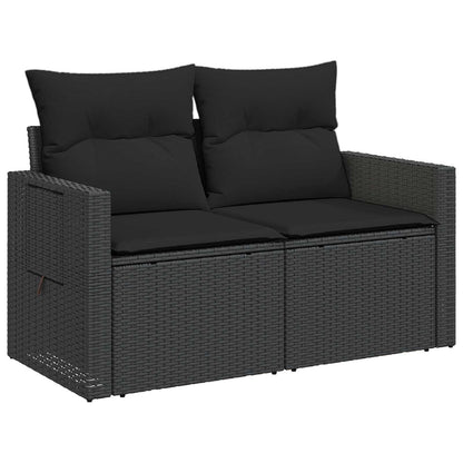 Set di divani 5 pz Nero Rattan sintetico e Acciaio | homemem39