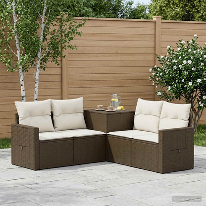 Set di divani 5 pz Marrone e Bianco Crema | homemem39
