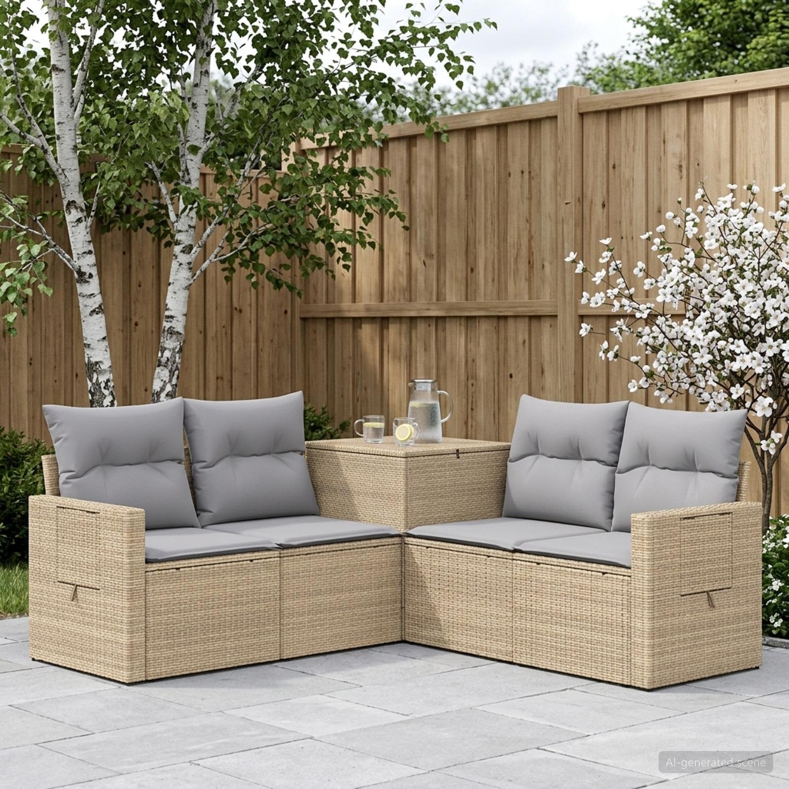 Set di divani 5 pz Beige e Grigio Chiaro | homemem39