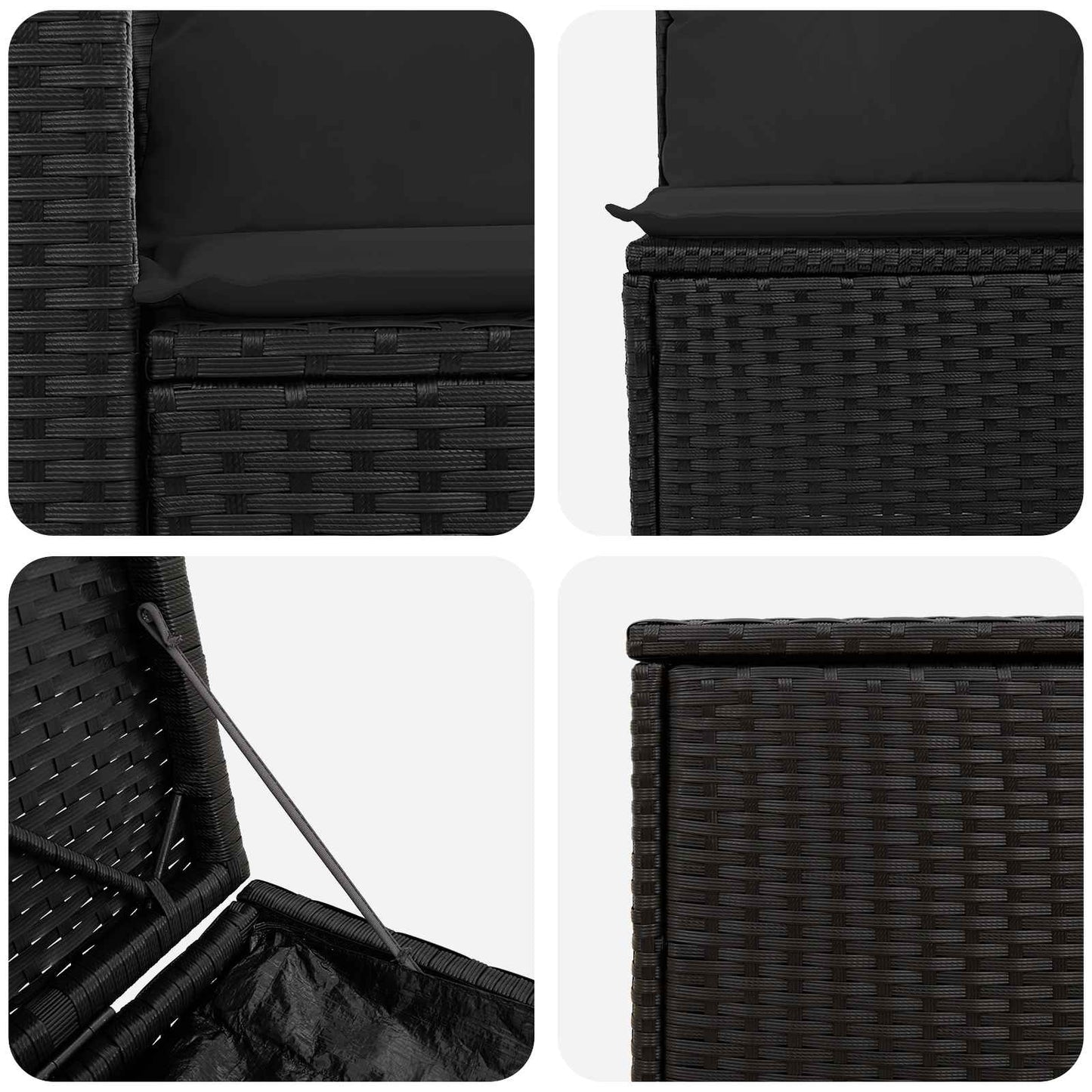 Set di divani 5 pz Nero Rattan sintetico e Acciaio | homemem39