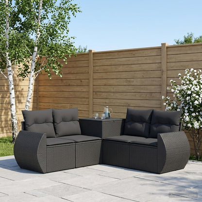 Set di divani 5 pz Nero Rattan sintetico e Acciaio | homemem39