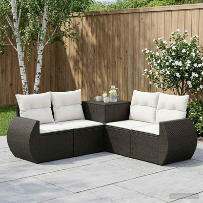 Set di divani 5 pz Nero e Bianco Crema
