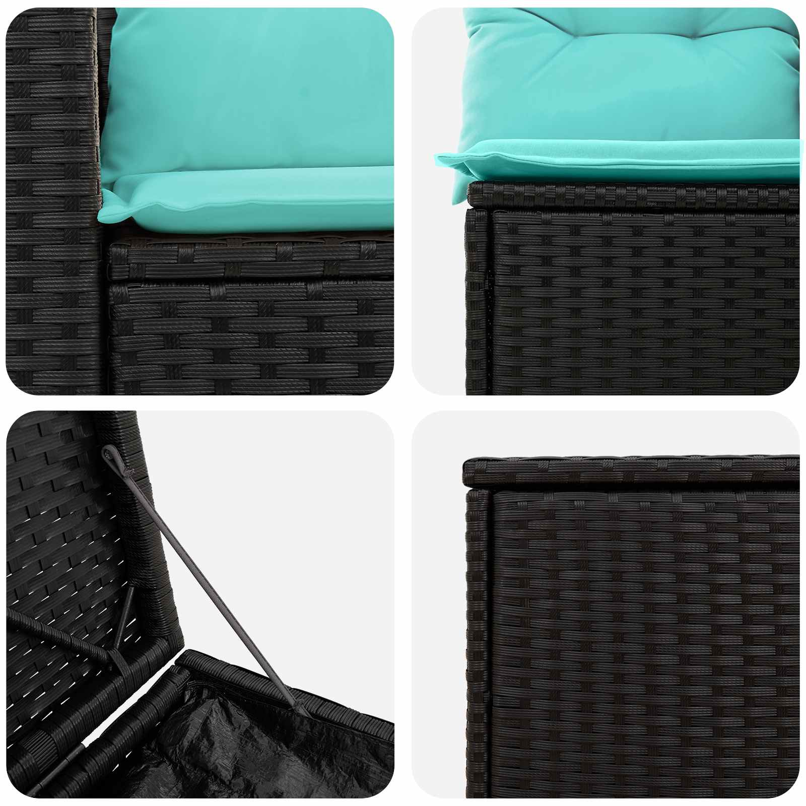 Set di divani 5 pz Nero e Blu Rattan sintetico e Acciaio | homemem39