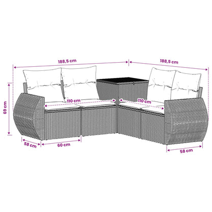 Set di divani 5 pz Nero e Blu Rattan sintetico e Acciaio | homemem39