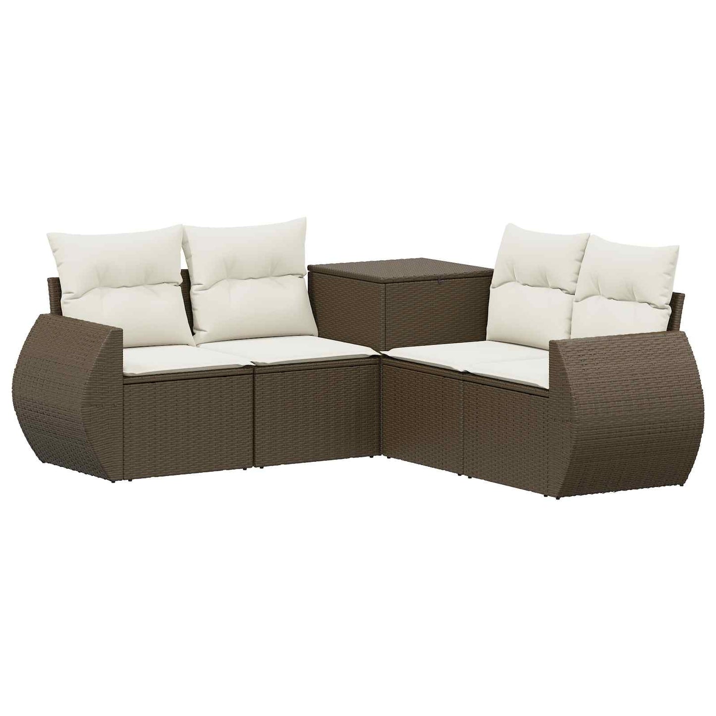 Set di divani 5 pz Marrone e Bianco Crema