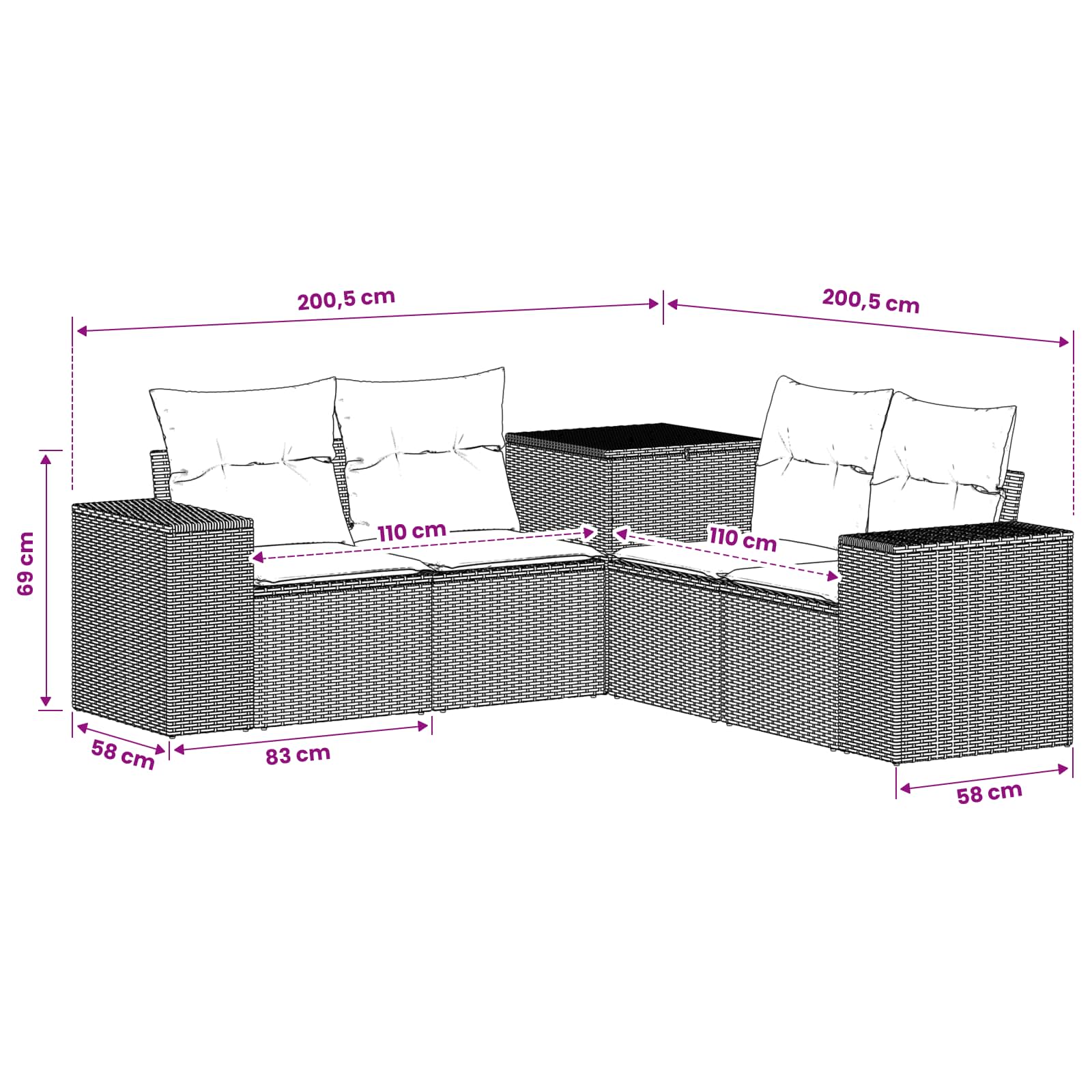 Set di divani 5 pz Beige e Bianco Crema | homemem39
