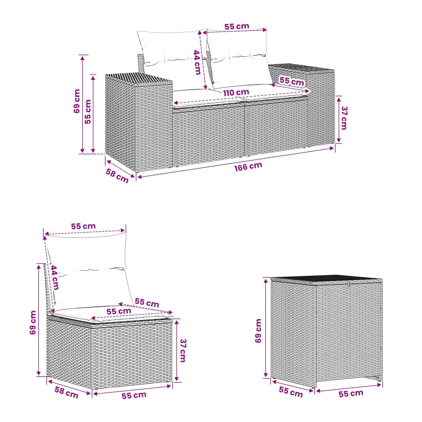 Set di divani 5 pz Beige e Bianco Crema | homemem39