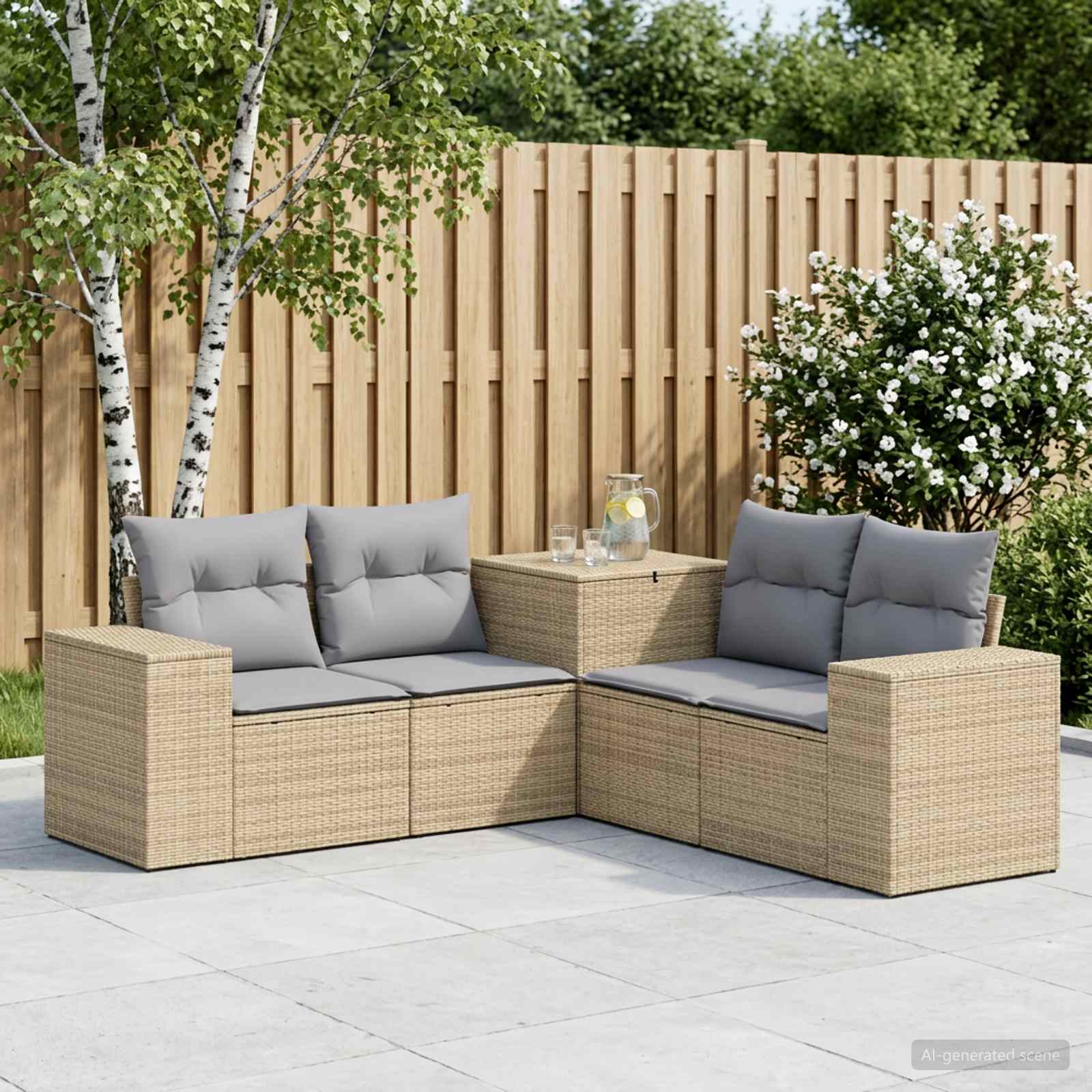 Set di divani 5 pz Beige e Grigio Chiaro | homemem39