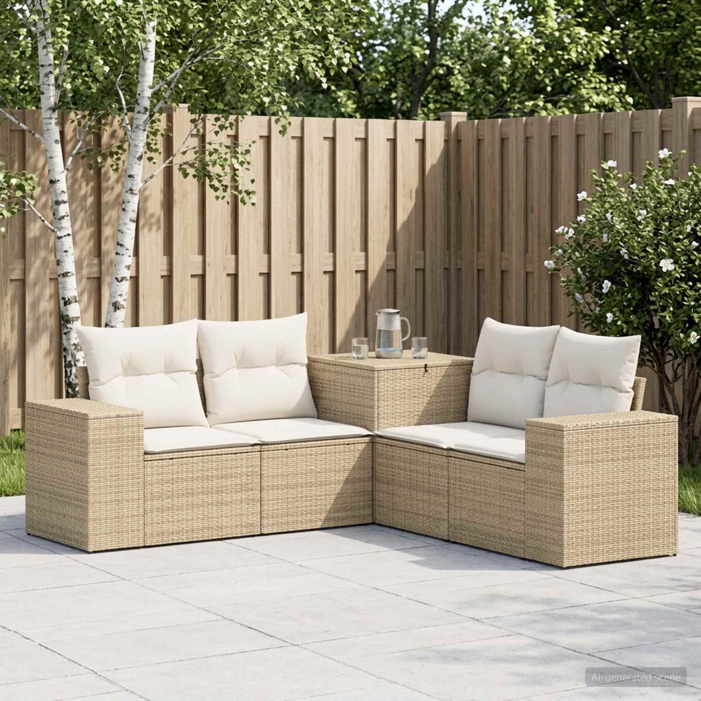 Set di divani 5 pz Beige e Bianco Crema | homemem39