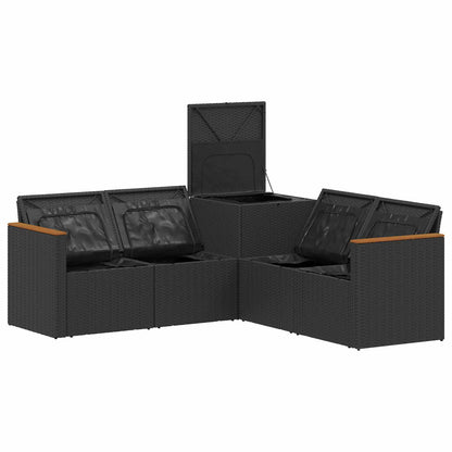 Set di divani 5 pz Nero Rattan sintetico e Acciaio | homemem39