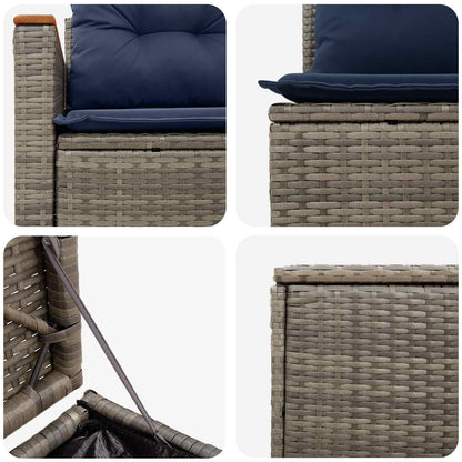Set di divani 5 pz Grigio e Blu Navy Rattan sintetico e Acciaio | homemem39