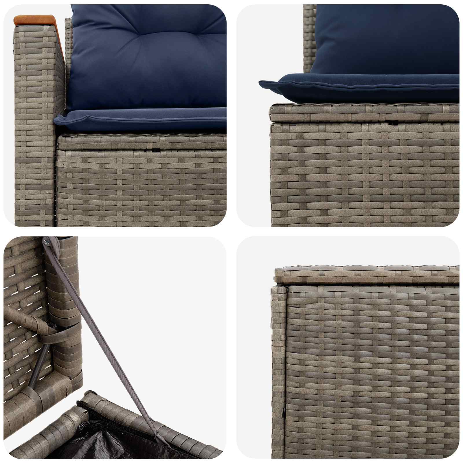 Set di divani 5 pz Grigio e Blu Navy Rattan sintetico e Acciaio | homemem39