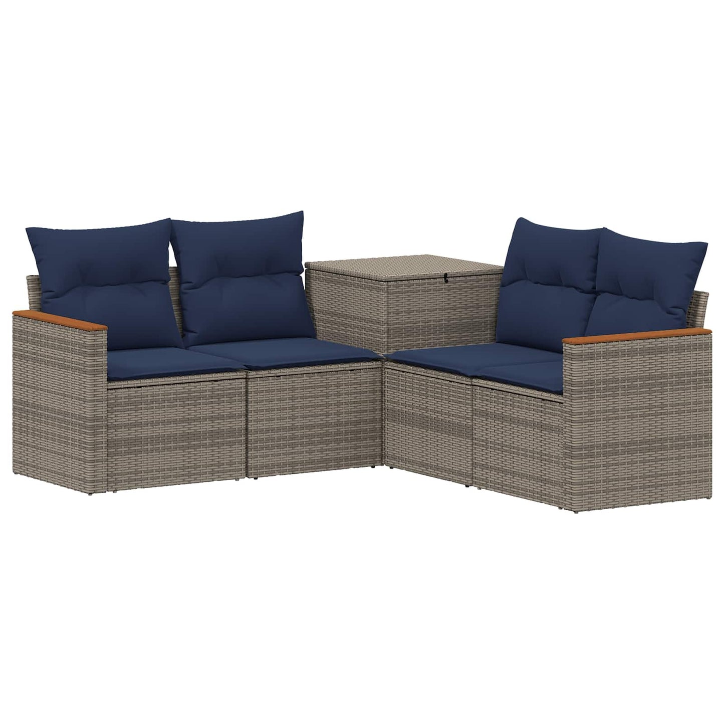 Set di divani 5 pz Grigio e Blu Navy Rattan sintetico e Acciaio | homemem39