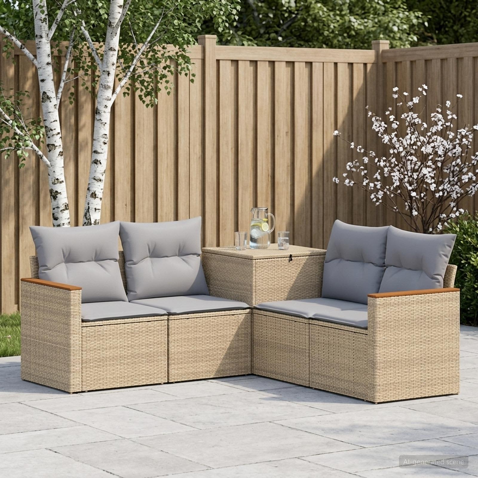 Set di divani 5 pz Beige e Grigio Chiaro | homemem39
