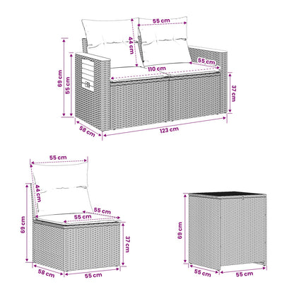 Set di divani 5 pz Nero Rattan sintetico e Acciaio | homemem39