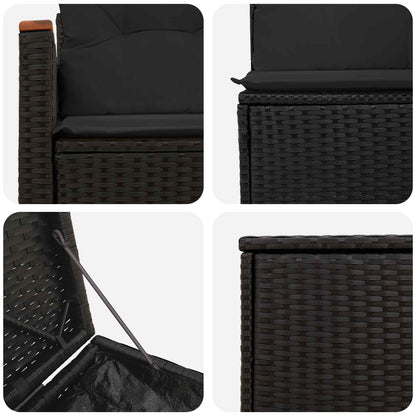 Set di divani 5 pz Nero Rattan sintetico e Acciaio
