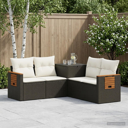 Set di divani 5 pz Nero e Bianco Crema