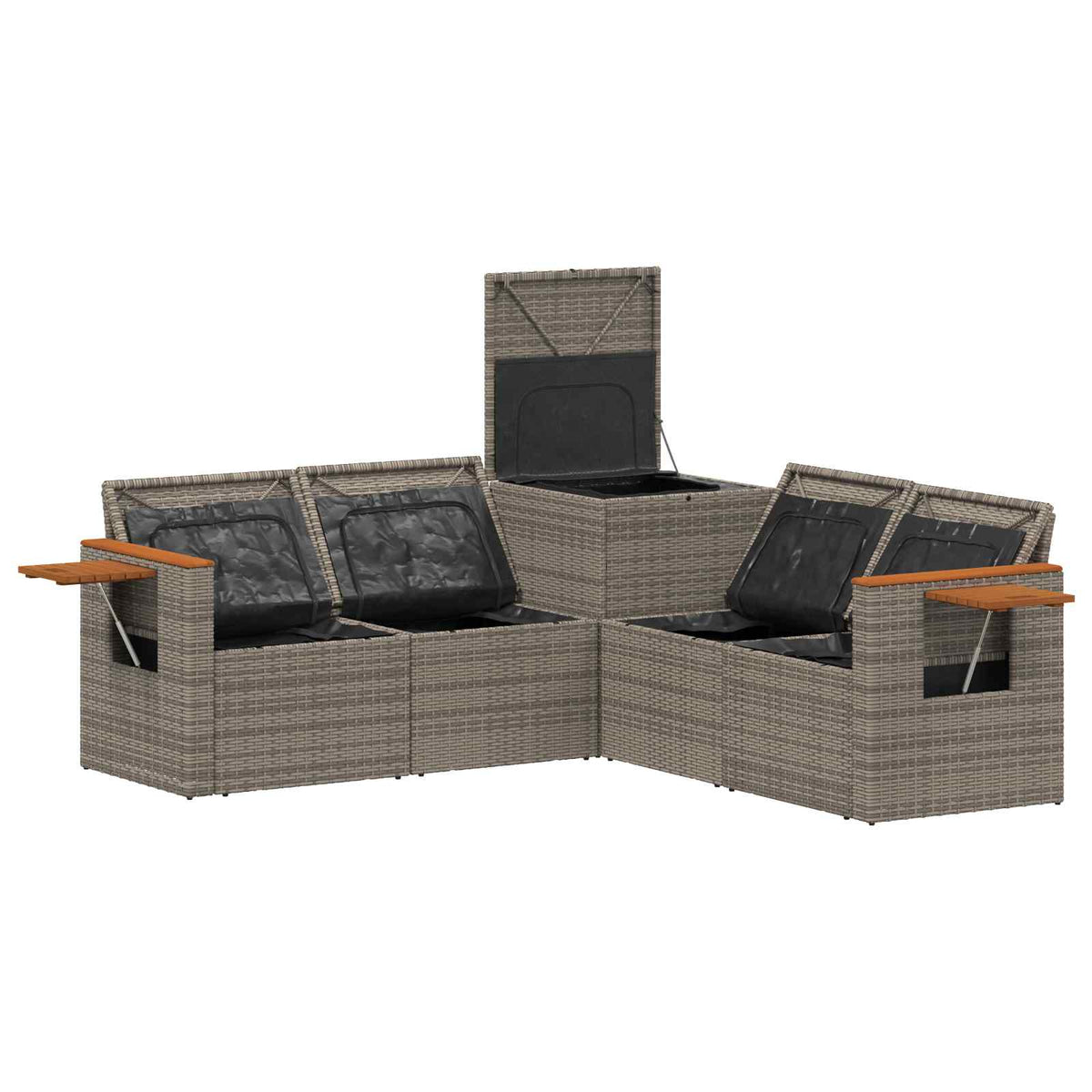 Set di divani 5 pz Grigio e Blu Navy 179 x 179 x 85 cm