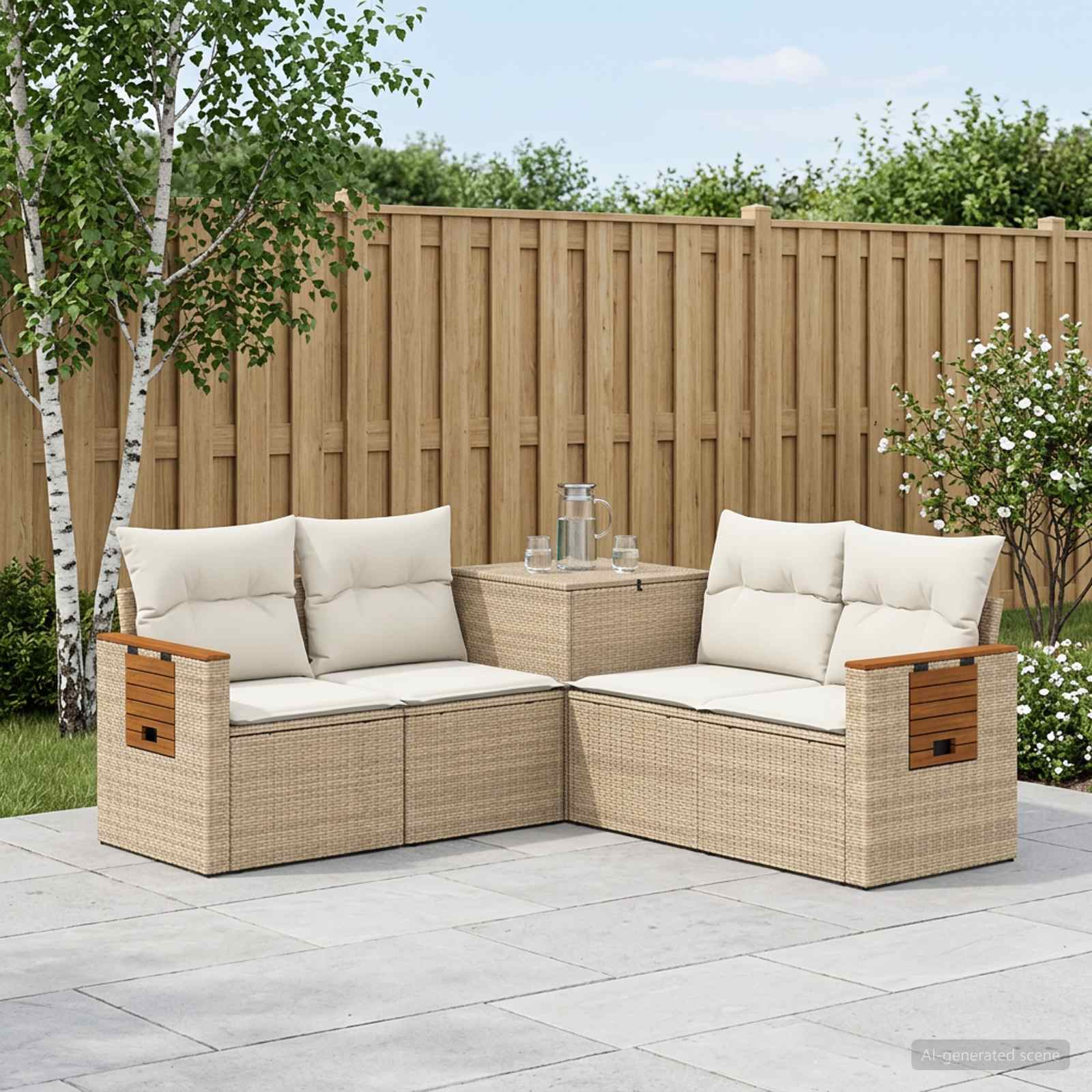 Set di divani 5 pz Beige e Bianco Crema | homemem39