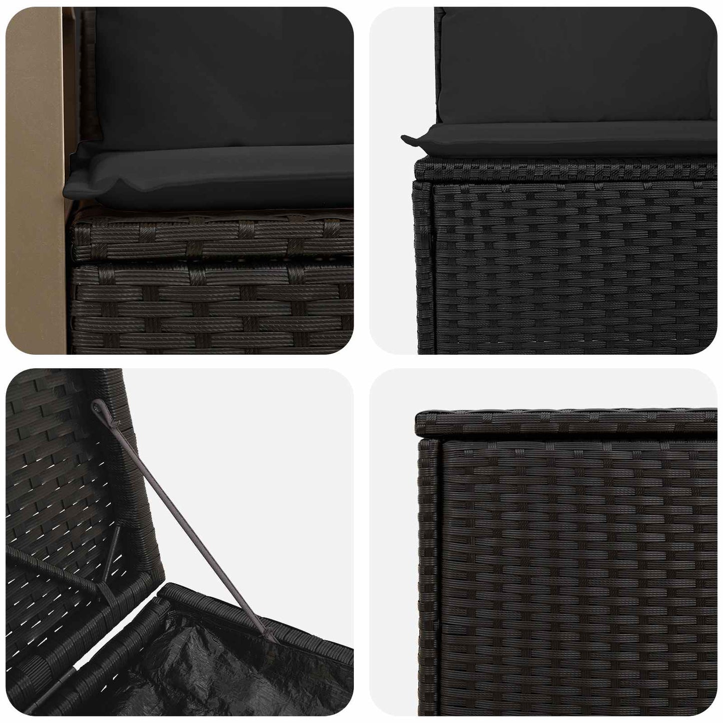 Set di divani 5 pz Nero Rattan sintetico e Acciaio | homemem39